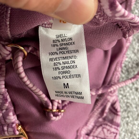 Shade & Shore Swimwear Bikini Top Womens Medium Multi Geometric Ruffle Spaghetti - Picture 11 of 14